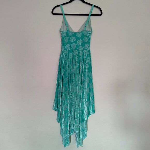 Animal Crossing x Blackmilk Burned Velvet Green Leaf Handkerchief Dress - Small - Picture 7 of 14